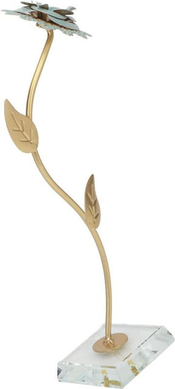 GoolRC Dekorative Blumen-Tischdekoration aus Metall und Glas in Gold, B/T/H: 16 x 6 x 6 cm - Bild 1
