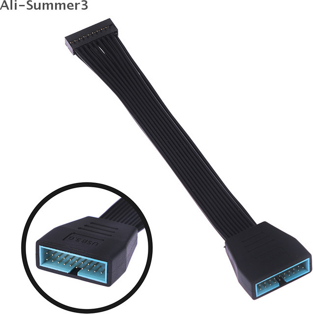 USB 3.0 Internes Verlängerungs-Header-Adapterkabel für Motherboard, 19/20-polig, Schwarz, Länge: 15 cm - Bild 1