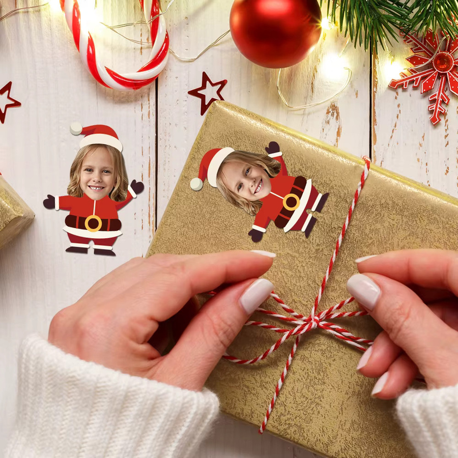Maßgeschneiderte Weihnachtsaufkleber in Weihnachtsmannform, Multicolor, Dekorationsetiketten für Weihnachten und Neujahr - Bild 2