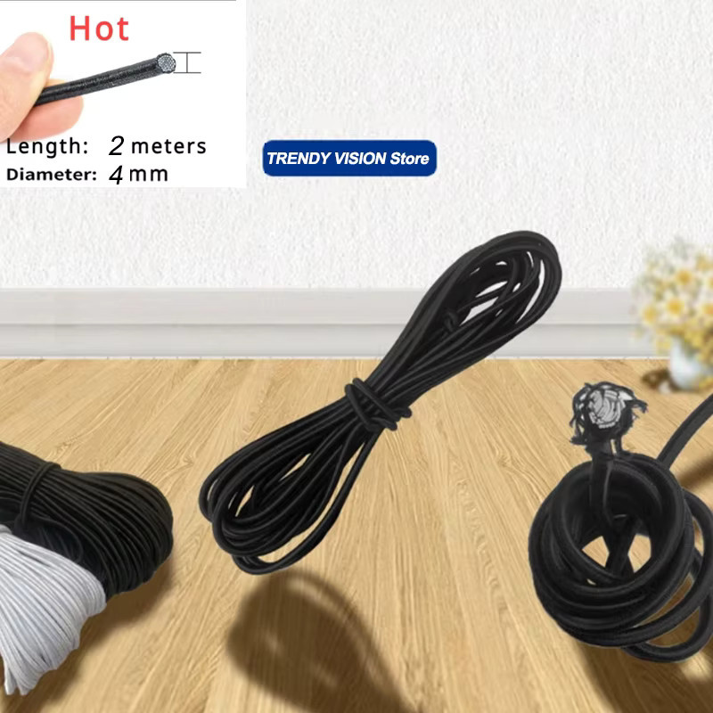 Elastische Rundschnur in Schwarz und Weiß für DIY und Nähzubehör, Durchmesser: 4 mm, Länge: 2 m - Bild 3