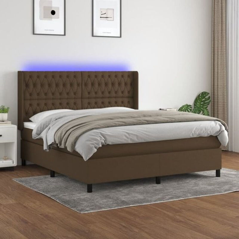 Vidaxl Boxspringbett mit Matratze und Leder-Optik in Braun aus Stoff, B/T: 160 x 200 cm - Bild 1