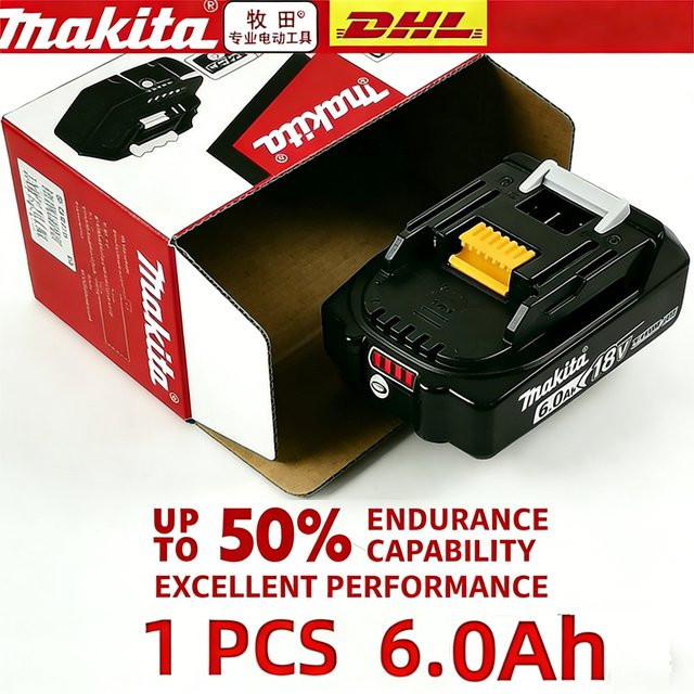 Makita Original 18V Lithium-Ionen Akku BL1860B mit 6Ah Kapazität in Schwarz - Bild 1