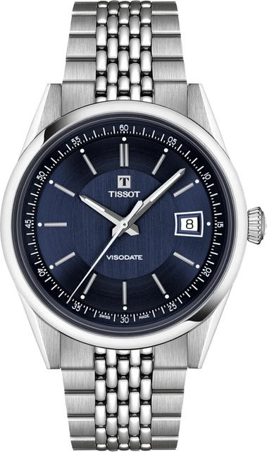 Tissot Herrenuhr Visodate, Automatik, Edelstahl, Blau, 39 mm, 5 ATM - Bild 1