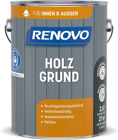RENOVO Holzgrundierung wasserbasiert transparent wasserabweisend 2,5 l - Bild 1