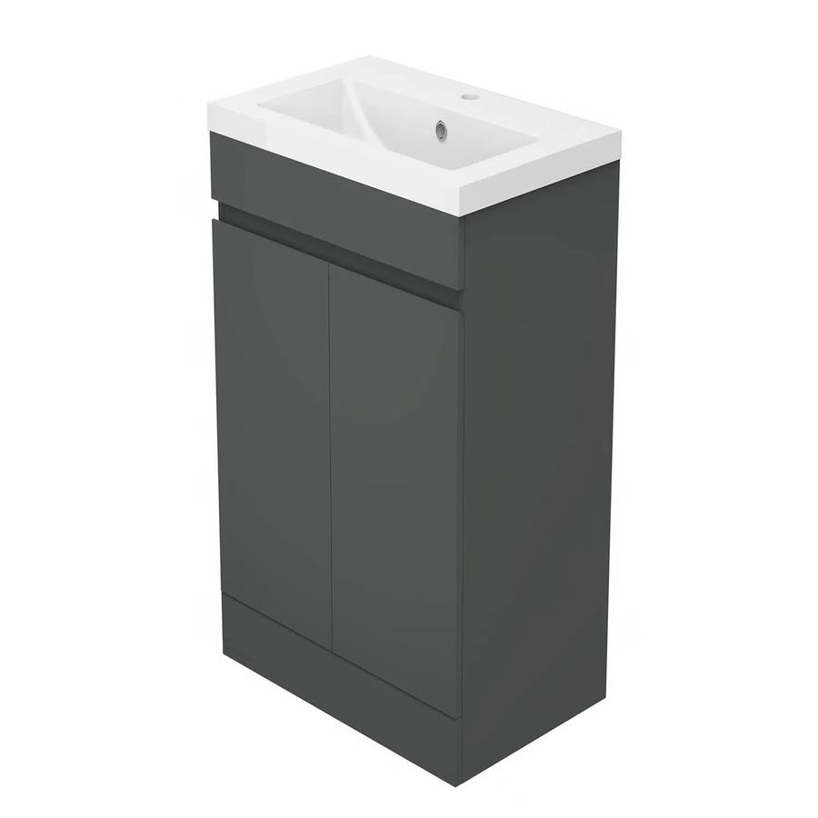 AICA Badmöbel Set LORENZA Waschtisch mit Unterschrank in Anthrazit Matt mit Softclose, Breite: 50 cm - Bild 2