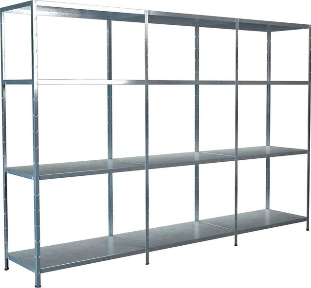 Schulte Steckregal-Set aus verzinktem Metall mit 2 Anbauregalen, B/T/H: 260 x 50 x 180 cm - Bild 1