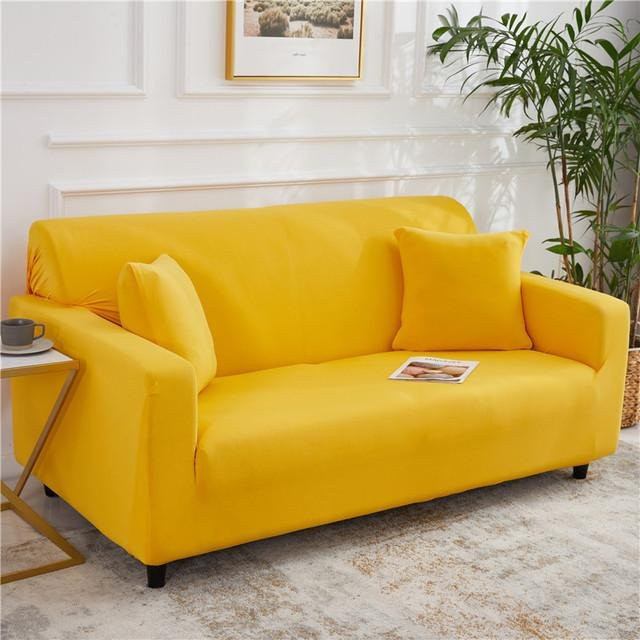 Elastische Sofaabdeckung für 1-Sitzer in Gelb, schmutzabweisende Stretch-Couchbezüge für dein Wohnzimmer, Breite: 90-140 cm - Bild 1