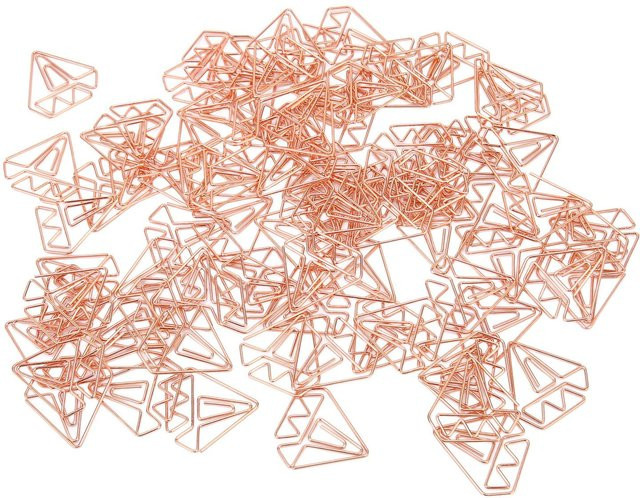 GoolRC Büroklammern aus Metall in Diamantform, 100 Stück, Roségold und Beige - Bild 1