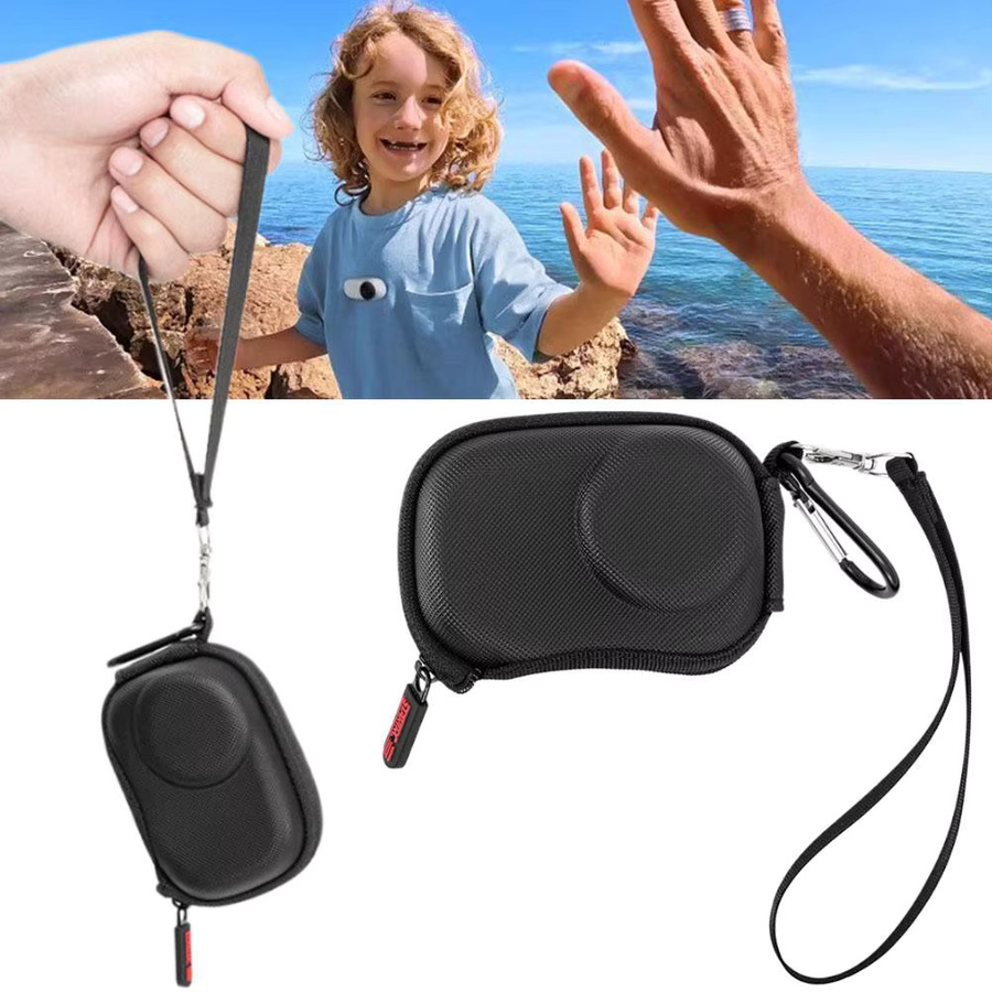 DJI Action6 Kamera Tasche aus wasserdichtem PU Material in Schwarz, tragbare und feuchtigkeitsbeständige Aufbewahrungstasche für Sportkameras - Bild 4