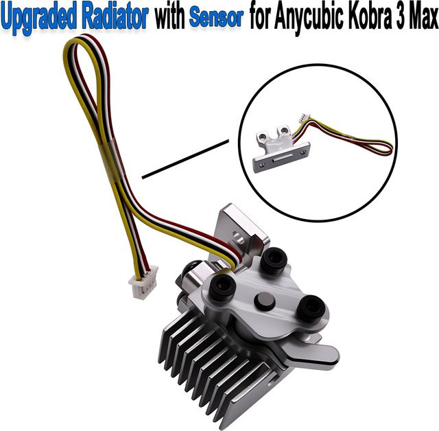 Anycubic Hotend-Kit für Kobra 3 Max 3D-Drucker mit Schnellverschluss, Aluminium-Kühlkörper, Sensor und Düse in Silber - Bild 1