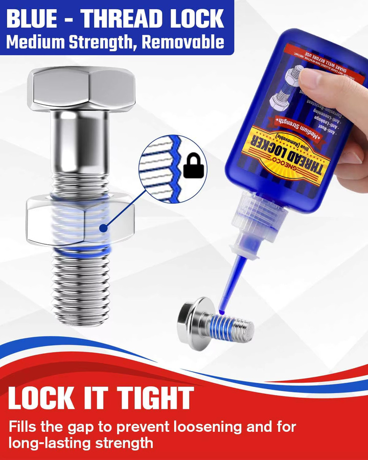 LOOLIFL Gewindesicherungsmittel Blau mit mittlerer Festigkeit für Muttern und Schrauben als anaerober Klebstoff zur Vermeidung von Lockerungen - Bild 3