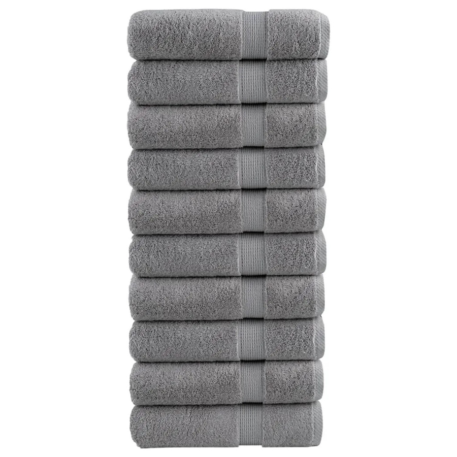 vidaXL Premium Badetücher 10er Set aus 100% Baumwolle in Grau, 600g/m2, Breite: 100 cm, Länge: 150 cm - Bild 2