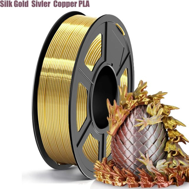 DINGSUN 3D Seidenfilament PLA 1,75mm Glänzend, 0,25kg Spule, Maßgenauigkeit +/- 0,02 mm für FDM-Drucker - Bild 1