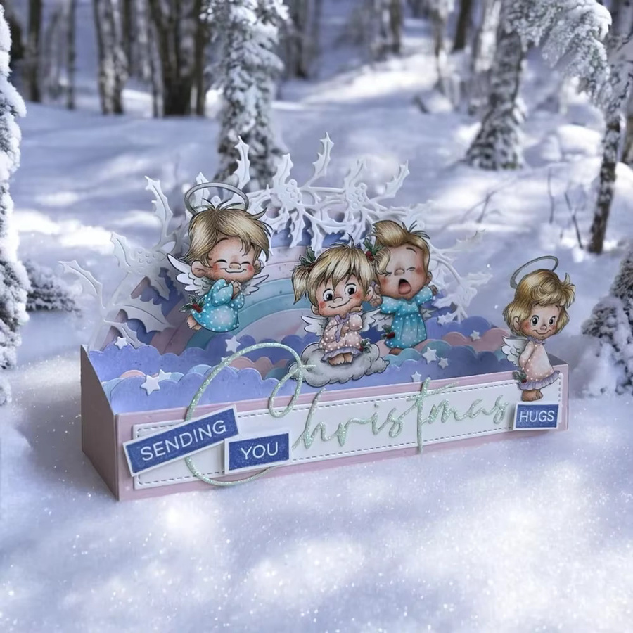 Weihnachten Elf Maus Stempelset mit Stanzformen aus transparentem Kunststoff für DIY Scrapbooking und Bastelarbeiten - Bild 2