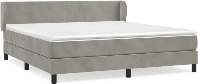 vidaXL Boxspringbett mit Matratze in Hellgrau, Hybrid-Design mit Taschenfederkern und Samtbezug, B/T: 160 x 200 cm - Bild 1