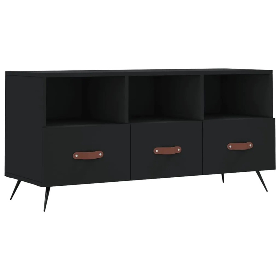 vidaXL TV-Schrank Schwarz aus Holzwerkstoff und Eisen, B/T/H: 102 x 36 x 50 cm - Bild 2