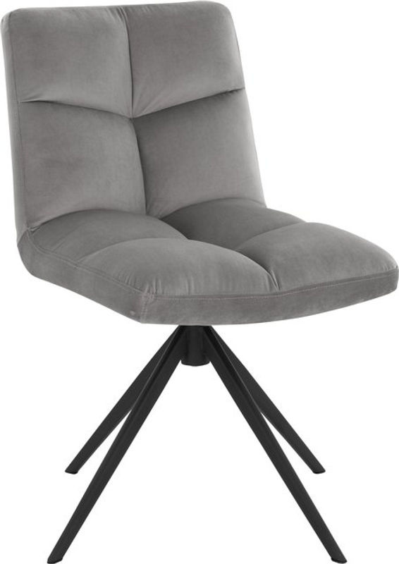 HOME DELUXE Esszimmerstuhl NODA 2er Set drehbar aus Samt in Hellgrau - Bild 2