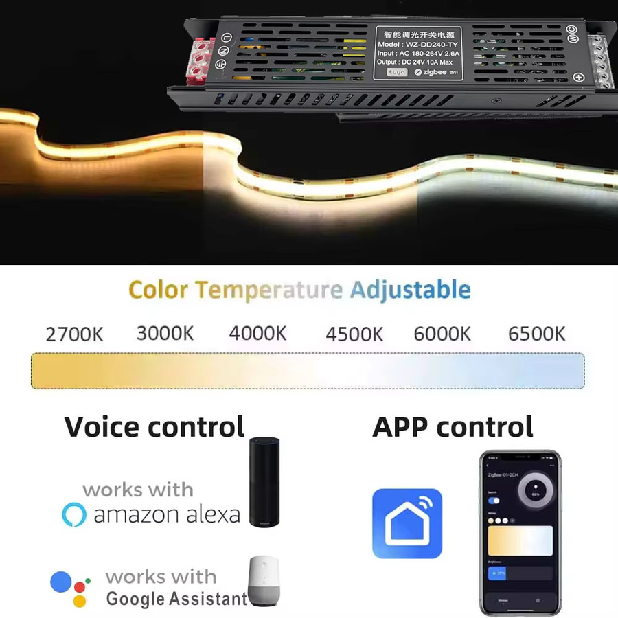 YSRSAI Zigbee 3.0 LED Netzteil 120W DC24V Dimmbarer LED-Treiber in Schwarz für CCT/RGBCCT LED-Streifen, kompatibel mit Alexa und Google Home - Bild 4