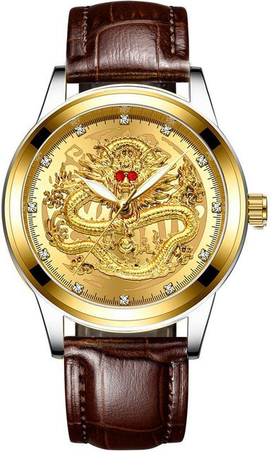 YIRAN Jewelry Armbanduhr, Quarz, Edelstahl, Gold, 40 mm, Herren - Bild 1