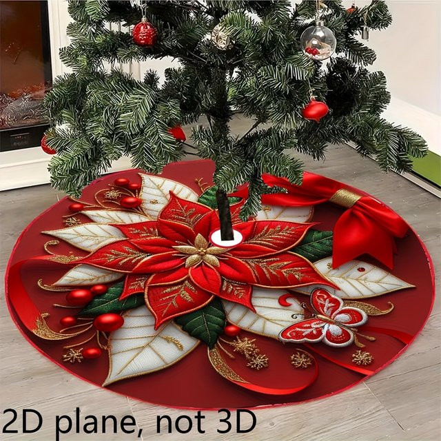 VIKAMA Weihnachtsbaumrock in Rot mit Cartoon-Druck im Country-House-Stil - Bild 1