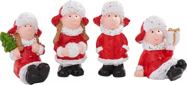 VBS Mini Winterkinder Tischdekoration aus Polyresin in Rot für Winter und Weihnachten - Bild 1