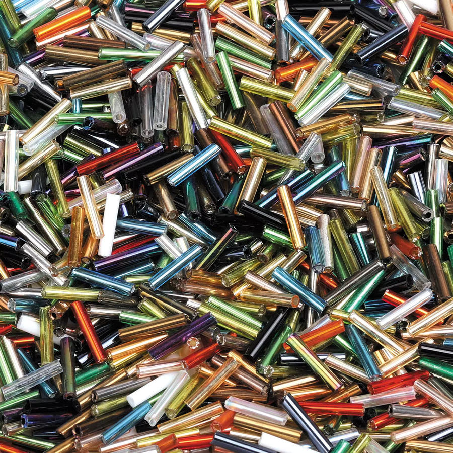 NASSBORO Glasperlen, silbrig, Röhrenperlen, 9 mm - Bild 3