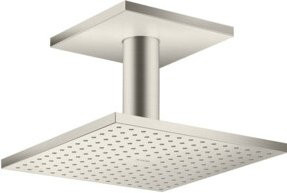 Hansgrohe Axor Kopfbrause Decke, quadratisch, Regenbrause, Edelstahl-Optik, Silber, Breite: 25 cm, Tiefe: 25 cm - Bild 1