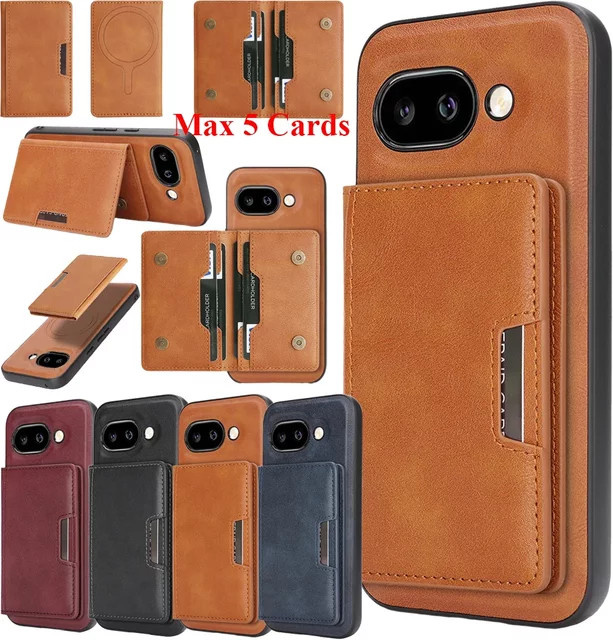 2-in-1 Magnetische Ledertasche für Google Pixel 8 8A 8Pro 9 9Pro XL 10Pro 9A Pixel 10 mit Kartensteckplätzen und kabelloser Ladefunktion in Rot - Bild 1