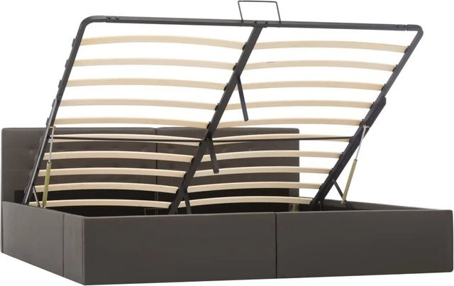 vidaXL Stauraumbett mit Hydraulik in Grau aus Kunstleder, B/T/H: 180 x 200 x 188 x 211 cm - Bild 1
