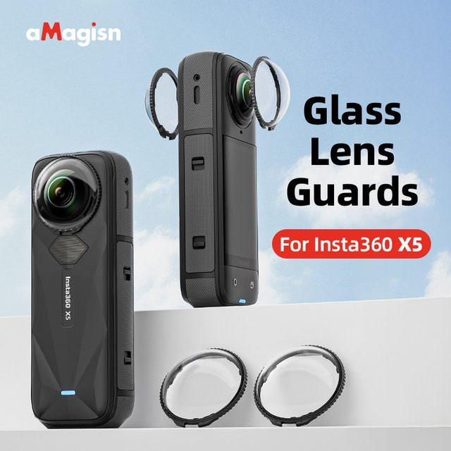 aMagisn Objektivschutz für Insta360 X5, kratzfestes Glas-Objektivschutz-Set in Transparent, Zubehör für Insta360 X5 - Bild 1