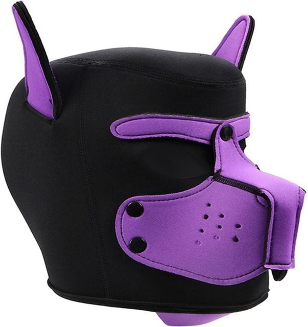 Hundekopfmaske Halloween, Hundekopfbedeckung, violett - Bild 1
