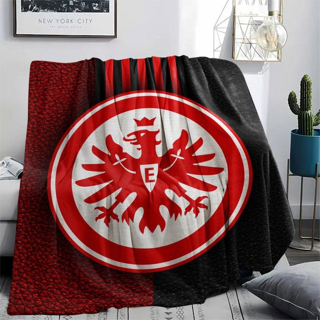 Eintracht Frankfurt FC Flanelldecke von HAPPYDAYSET, weicher Überwurf in Schwarz, Weiß und Rot, B/H: 80 x 120 cm - Bild 1