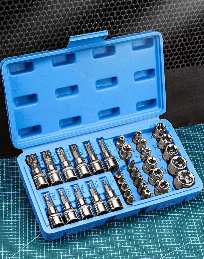 NIUXIANG 34-teiliges Torx-Bit- und E-Torx-Stern-Steckschlüssel-Set mit Koffer, 1/4 Zoll, 3/8 Zoll und 1/2 Zoll Antrieb - Bild 3