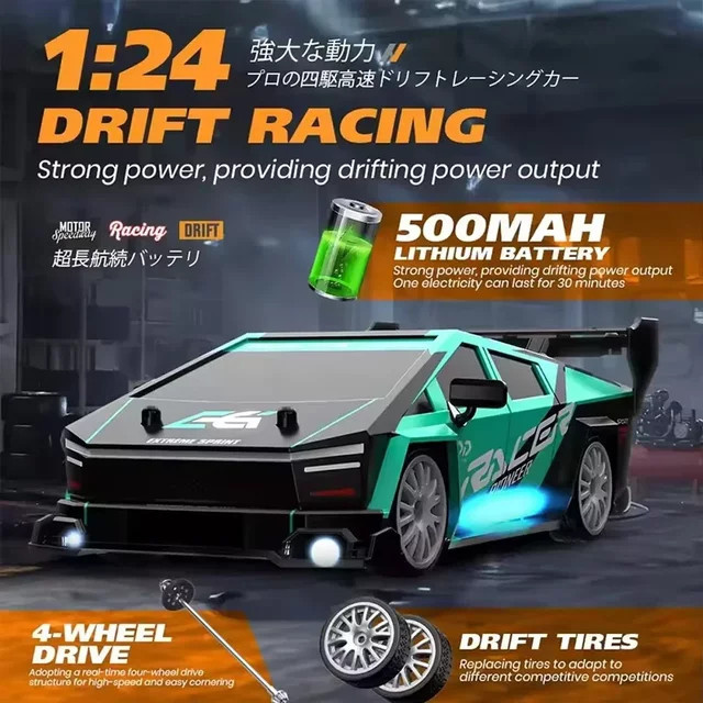 CONUSEA RC Drifting Car, 1:24, 4WD, mit LED-Leuchten, ferngesteuert - Bild 1
