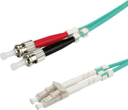 Value Glasfaser LWL Anschlusskabel Multimode OM3, 1x LC-Stecker auf 1x ST-Stecker, 50/125 µm, Farbe: Türkis, Länge: 3,00 m - Bild 1
