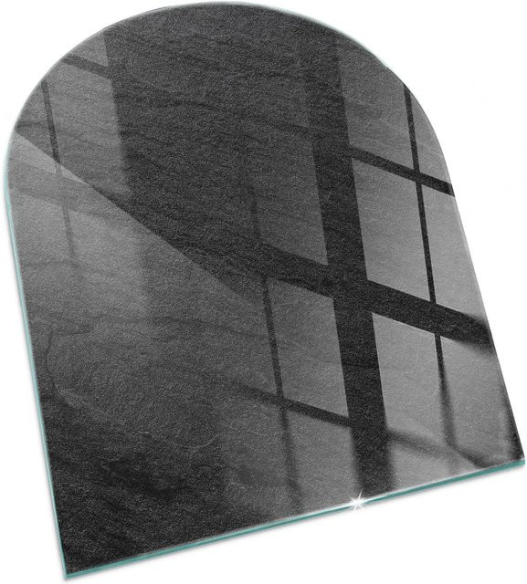Tulup Glasplatte für Kaminöfen mit Steinoberflächenstruktur in Schwarz, B: 80 cm, H: 70 cm - Bild 1