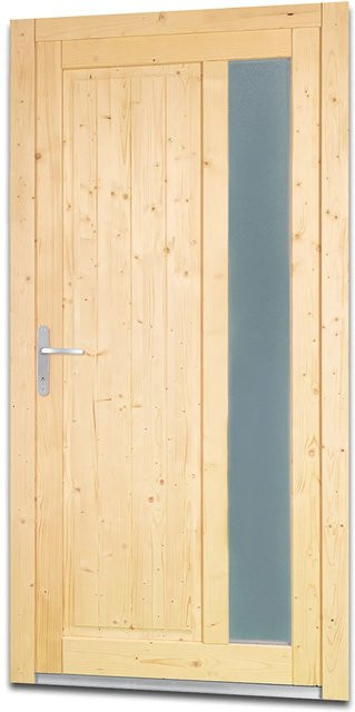 Panto Holz-Nebeneingangstür NET 511 Fichte Natur mit Glaseinsatz, Farbe: Braun, Anschlag Links, B/H: 98 x 200 cm - Bild 1