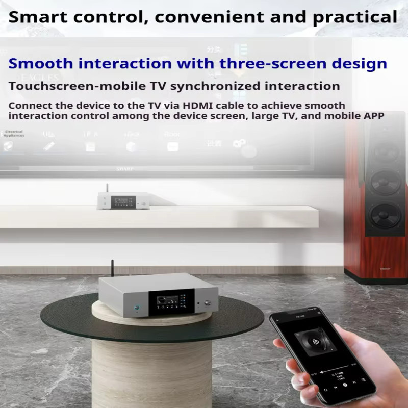 GZWENJIE TY-i60 DSD Digital Player mit DSD512 und MQA Dekodierung, HiFi NAS Netzwerk-Streaming-Musikplayer in Silber - Bild 3