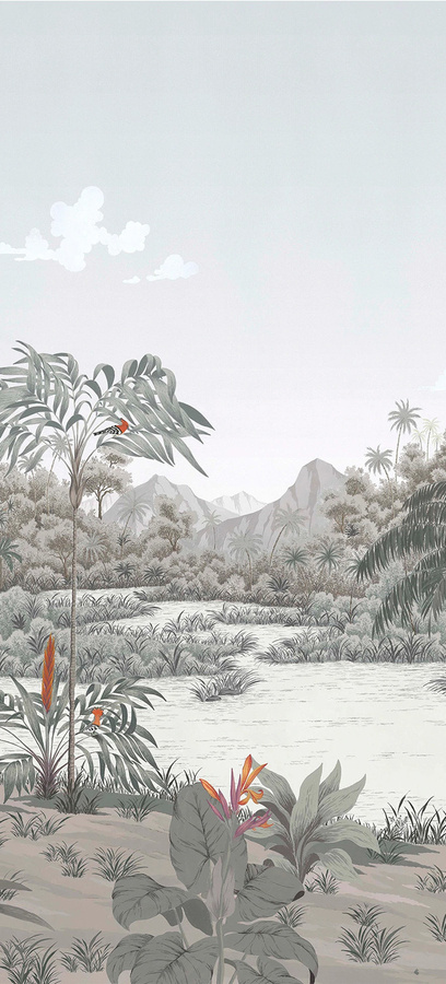 Isidore Leroy Mural Riviere des Parfums Wandtapete in Grau mit Naturmotiv - Bild 2