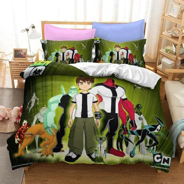 Anime Ben Gwen Bettwäscheset aus Mikrofaser mit Cartoon-Design, B/B: 135 x 200 cm, Mehrfarbig - Bild 1