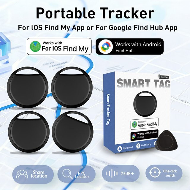 leapii Air Tracker Tag Bluetooth Gegenstandsfinder kompatibel mit iOS Find My und Android Find Hub App für Schlüssel, Geldbörsen und Gepäck in Schwarz oder Blau - Bild 1
