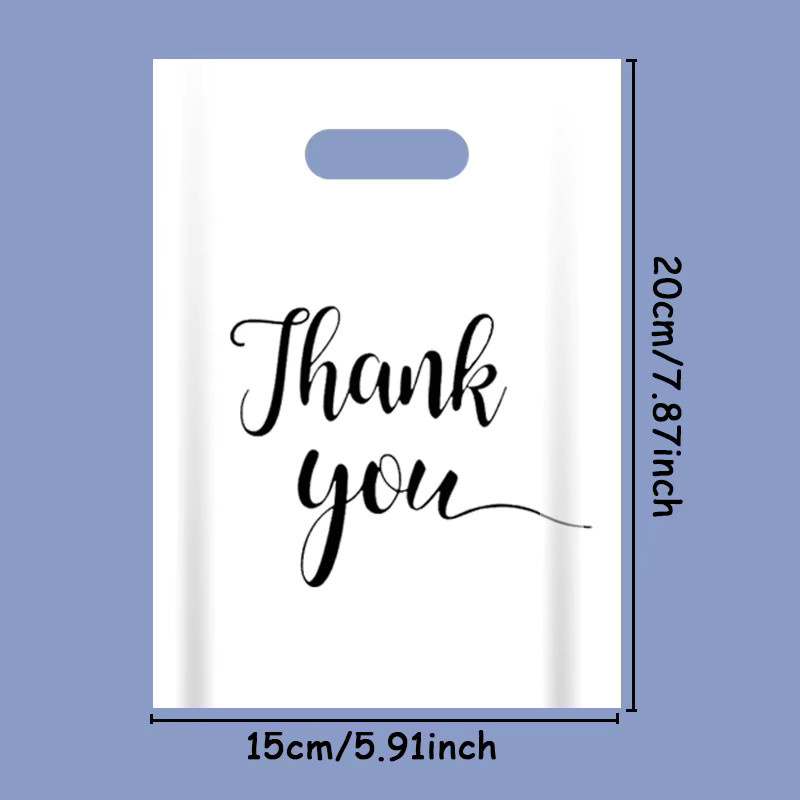 100 Stück Dankeschön-Geschenktüten aus Kunststoff in Schwarz für Süßigkeiten, Kekse und Gastgeschenke bei Hochzeiten oder Geburtstagen - Bild 2