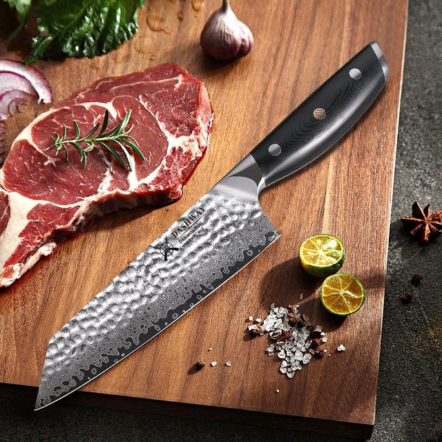 DASHWAY Japanisches Bunka-Messer aus Damaszener Stahl, 6 Zoll Kiritsuke Chefmesser in Schwarz für Fleisch, Obst und Allzweckgebrauch - Bild 1
