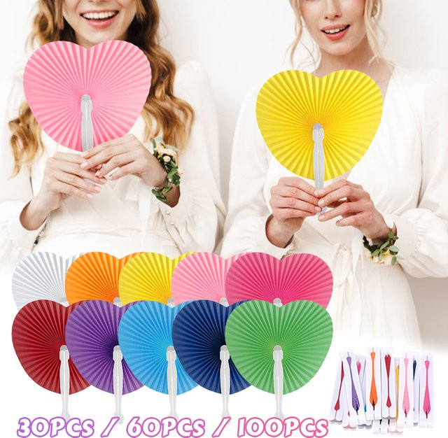 Bunte Faltpapier-Fächer in Herzform für Party, Hochzeit und Geburtstag zur DIY-Dekoration - Bild 1