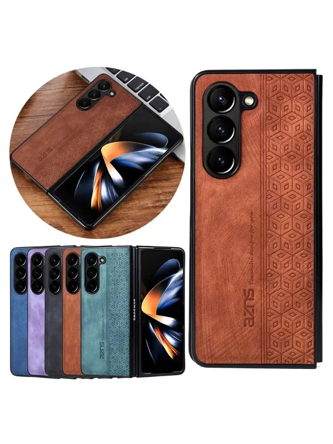 Samsung Galaxy Z Fold 7 Business Retro Leder Handyhülle in Schwarz, stoßfeste Bumper Back Cover für Galaxy Z Fold 6, Fold 5 und Fold 4 - Bild 3