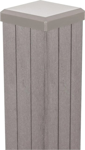 GroJa Fertigzaun-Torpfosten zum Einbetonieren in Bi-Color Sand, quadratisch, Höhe: 240 cm - Bild 1