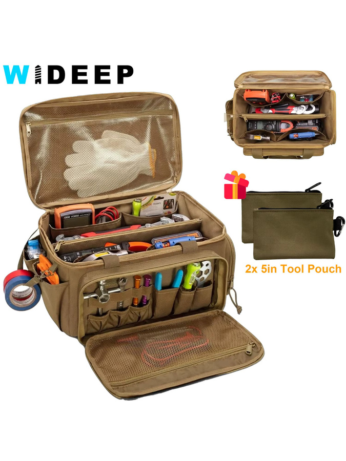 WIDEEP Arbeitsorganisator für Handwerker mit 2 Werkzeugtaschen und rutschfester Basis, Höhe: 35,6 cm - Bild 7