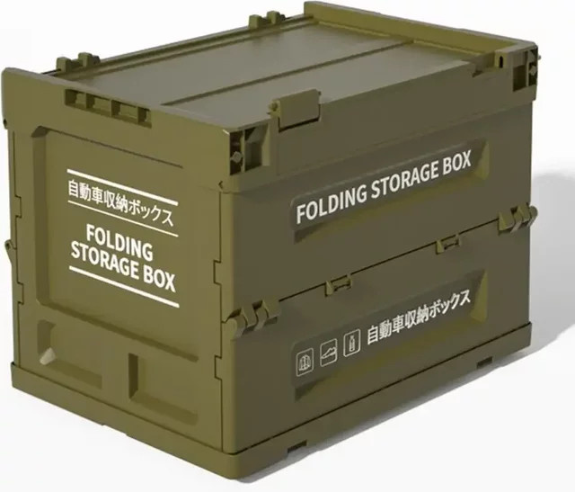 Klappbare Lagerbox in Grün für Auto und Camping als robuste Organizer Box aus Kunststoff - Bild 1