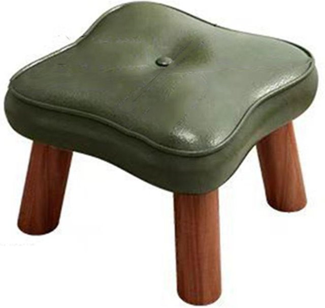 Multifunktionaler kleiner Fußhocker von hailanyuntian mit Massivholzgestell und grünem Four-leaf Clover Design, rutschfest und stapelbar - Bild 1
