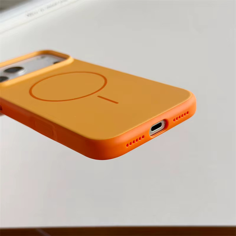 szHAIyu Matte TPU-Hülle mit MagSafe Magnet für iPhone 17 16 15 14 13 12 Pro Max – Stoßfeste Schutzhülle für kabelloses Laden in Orange - Bild 2